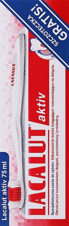 Набір для ротової порожнини, червоний - Lacalut Aktiv (t/paste/75ml + t/brush) — фото N1