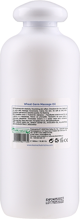 Масажна олія для тіла - Hristina Professional Wheat Germ Massage Oil — фото N3
