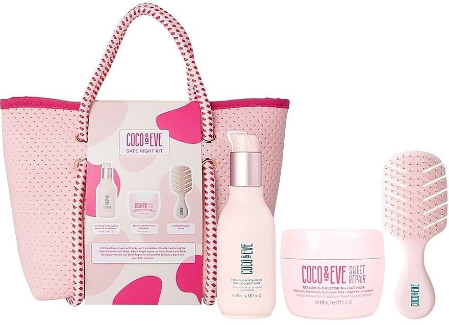 Набор - Coco & Eve Date Night Kit (leave-in/cond/150ml + h/mask/212ml + brush + bag) — фото N1
