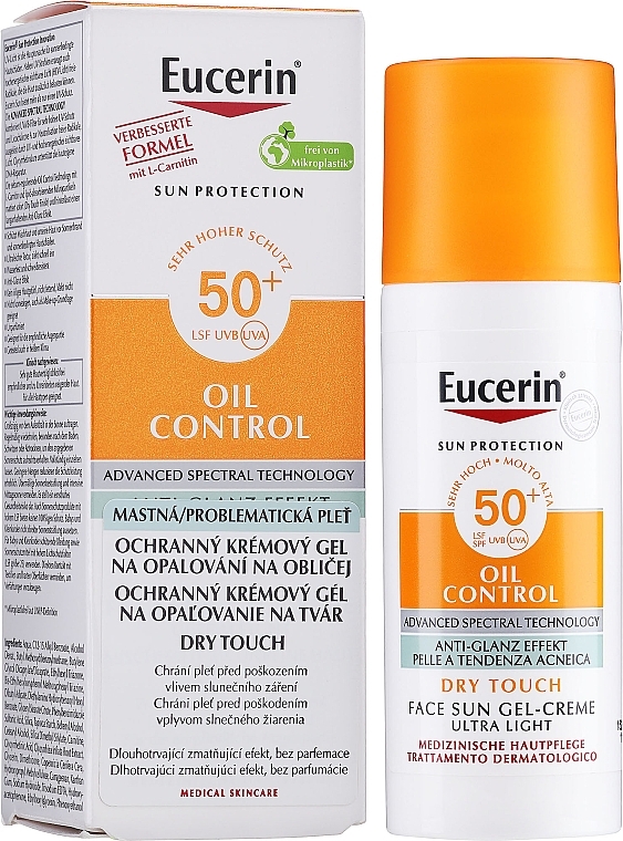 УЦЕНКА Солнцезащитный гель-крем для лица с матовым эффектом - Eucerin Oil Control Dry Touch Face Sun Gel-Cream SPF 50 * — фото N2