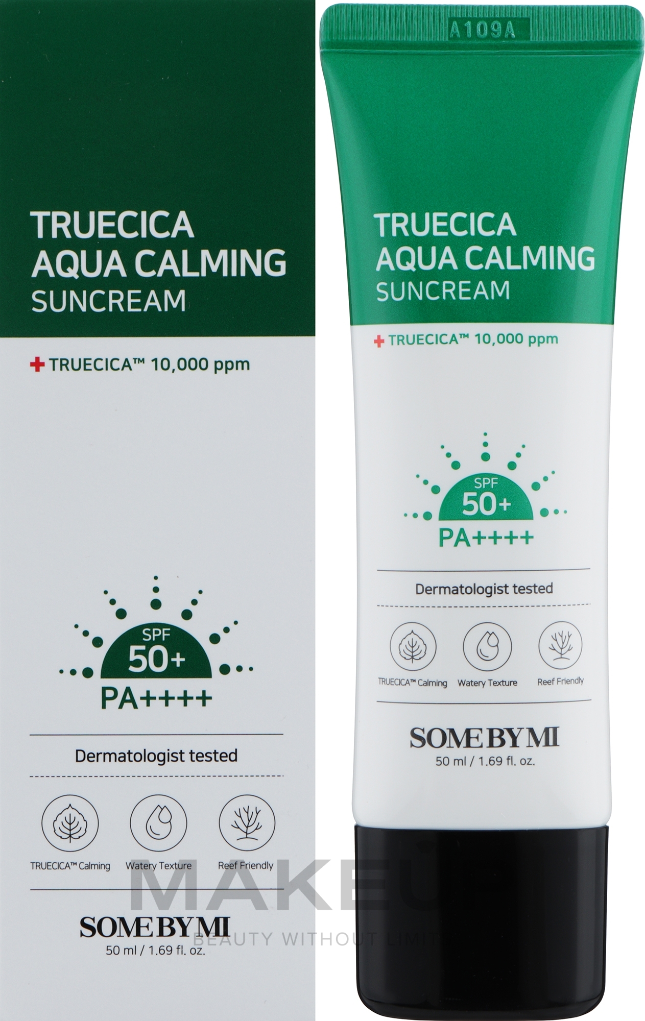 Успокаивающий солнцезащитный крем для лица - Some By Mi Truecica Aqua Calming Suncream 50PA++++ — фото 50ml