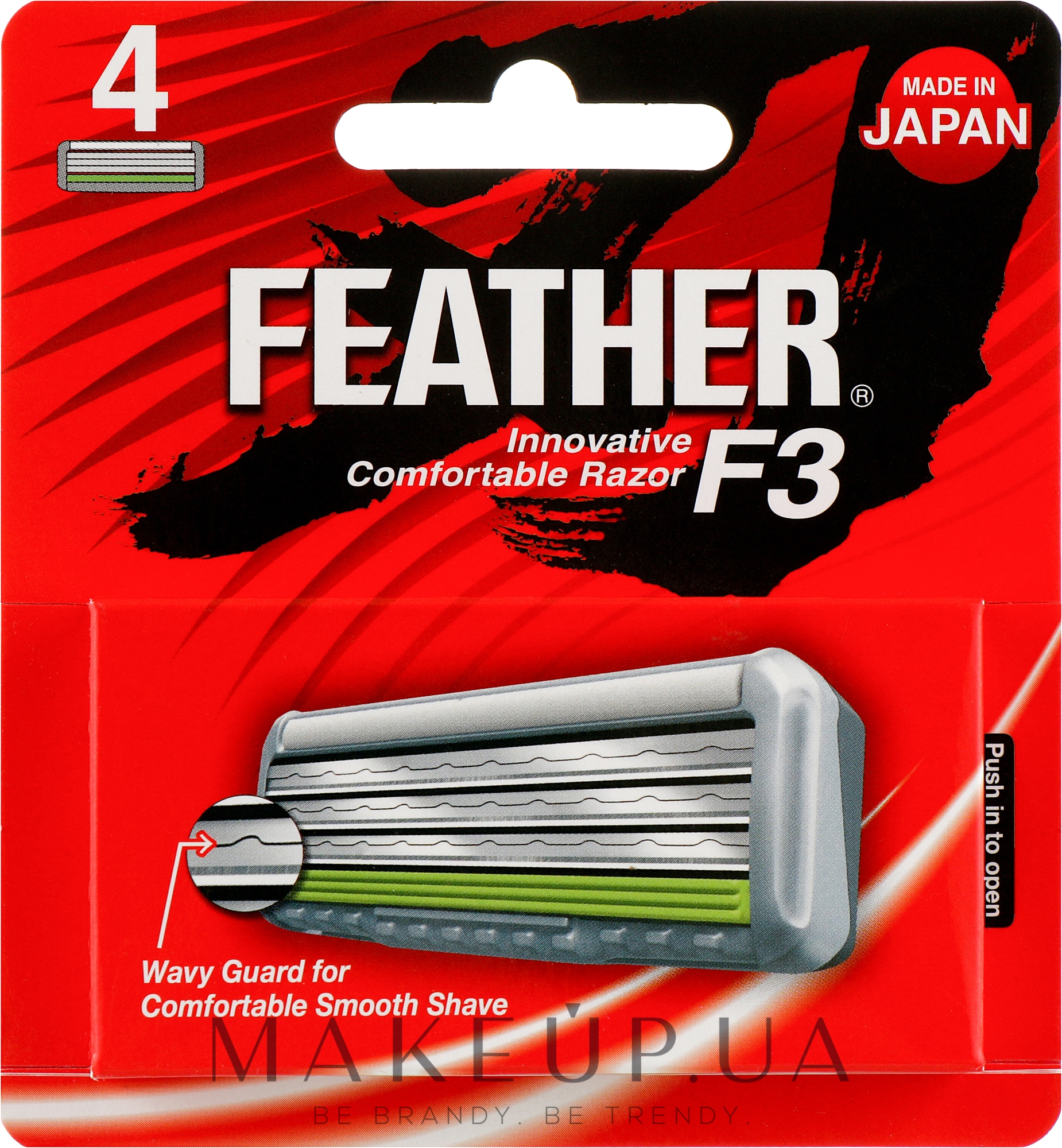 Змінні касети з потрійним лезом "F3", 4 шт. - Feather F3 Triple Blade 4 Cartridges — фото 4шт