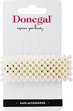 Заколка для волос, в жемчужинках белая прямоугольная 2 - Donegal — фото N1