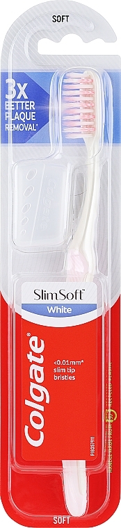 Зубна щітка, м'яка, рожева - Colgate Slim Soft White 0.01 mm — фото N1