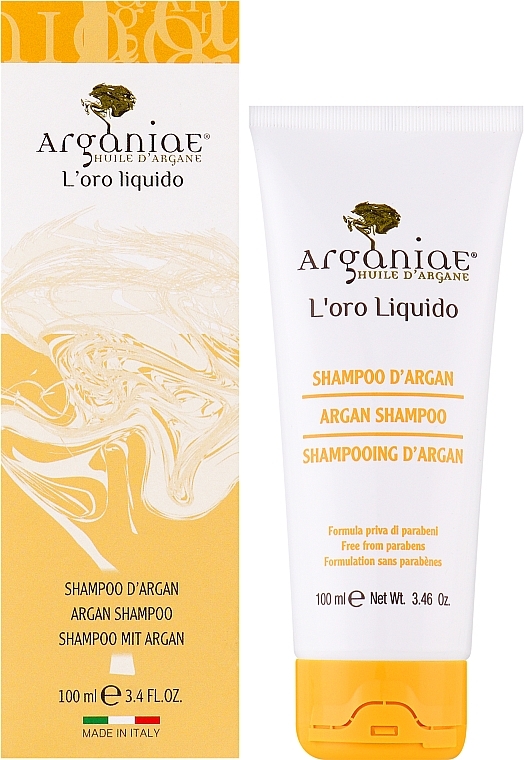 Шампунь для всіх типів волосся - Arganiae L'oro Liquido Argan Shampoo (туба) — фото N2