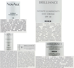 Набор - Oriflame NovAge Brilliance (f/gel/150ml + eye/cr/15ml + serum/30ml + night/cr/50ml + day/cr/50ml) — фото N3