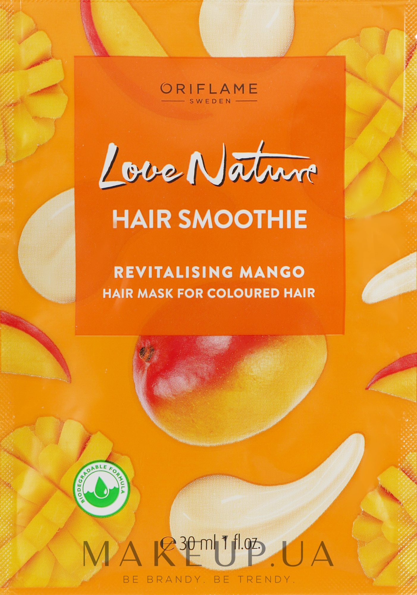 Восстанавливающая маска-смузи для окрашенных волос "Манго" - Oriflame Love Nature Hair Smoothie — фото 30ml