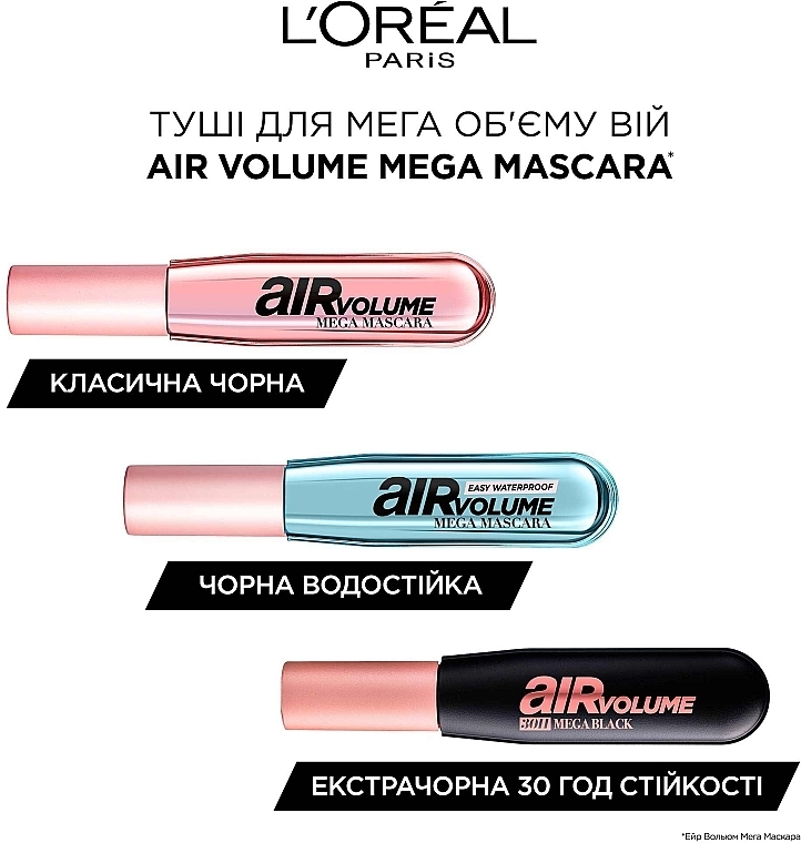 Водостойкая тушь для ресниц - L’Oréal Paris Air Volume Mega Mascara — фото N4