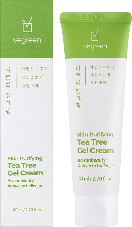 Крем-гель для обличчя з екстрактом чайного дерева - Vegreen Skin Purfying Tea Tree Gel Cream — фото N2