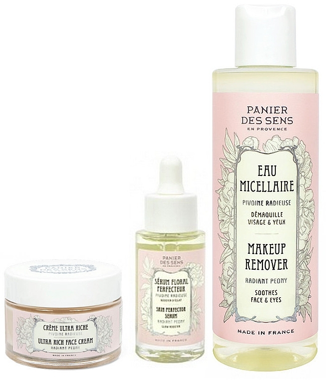 РОЗПРОДАЖ Набір - Panier Des Sens Radiant Peony (f/remover/200ml + f/ser/30ml + f/cr/50ml) * — фото N1