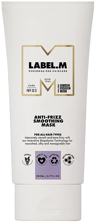Розгладжувальна маска для виткого волосся - Label.m Anti-Frizz Smoothing Mask — фото N1