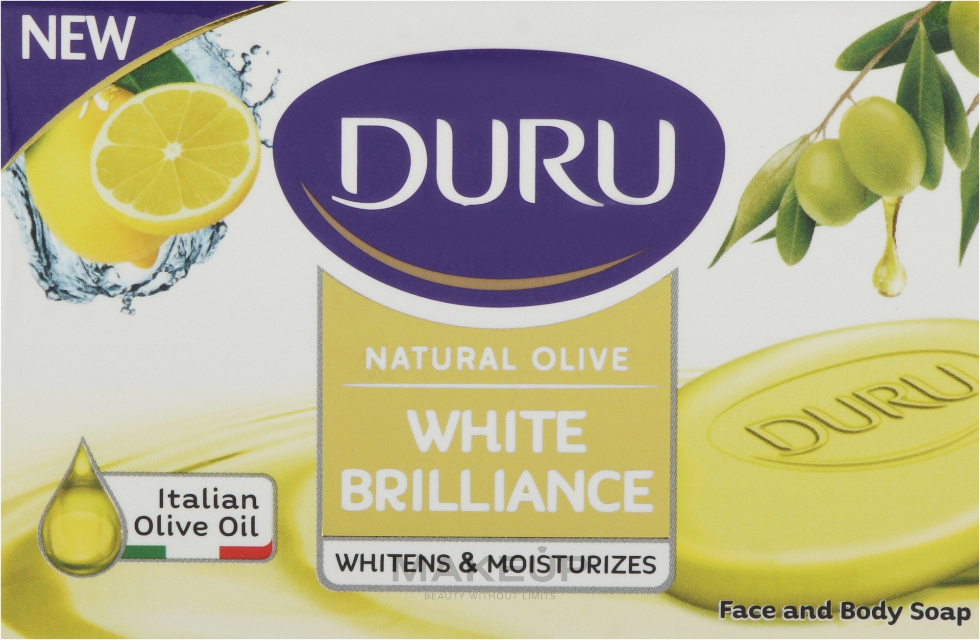 Мыло косметическое с оливковым маслом экстрактом плодов папайи и лимона - Duru Natural Olive White Brilliance — фото 90g