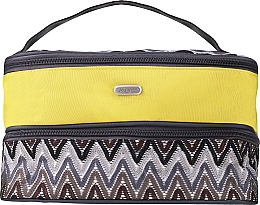 Косметичка чемоданчик "ZigZags" 94019, желтая с коричневым - Top Choice — фото N1