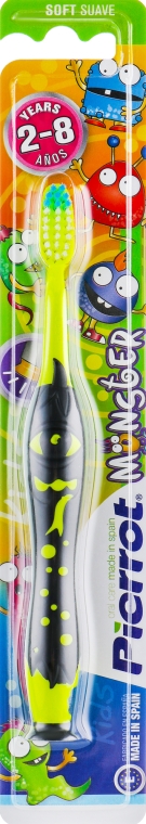 Дитяча зубна щітка "Монстр", салатова з чорним - Pierrot Monster — фото N1