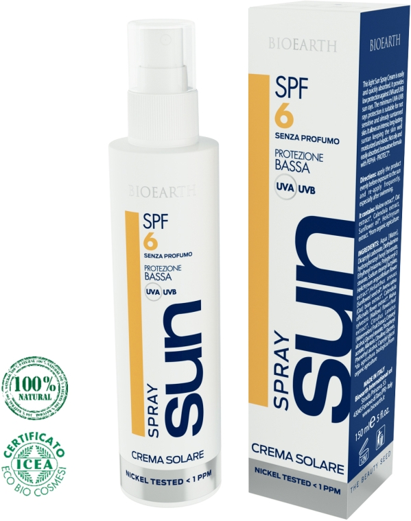Крем-спрей для загара SPF6 - Bioearth Sun Crema Solare Spray SPF6