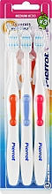 Набір зубних щіток "Колорос", помаранчева + синя + рожева - Pierrot New Active — фото N1