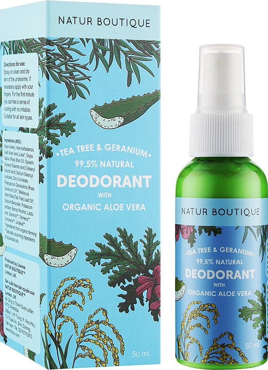 Дезодорант с органическим чайным деревом, алоэ и геранью - Natur Boutique Tea Tree Geranium Aloe Vera Deodorant — фото N2