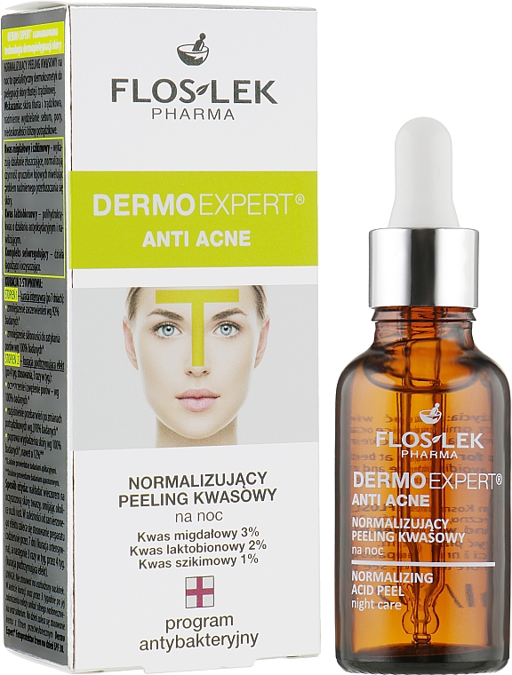 Нормалізуючий кислотний пілінг для жирної шкіри - Floslek Dermo Expert Anti Acne Acid Peeling