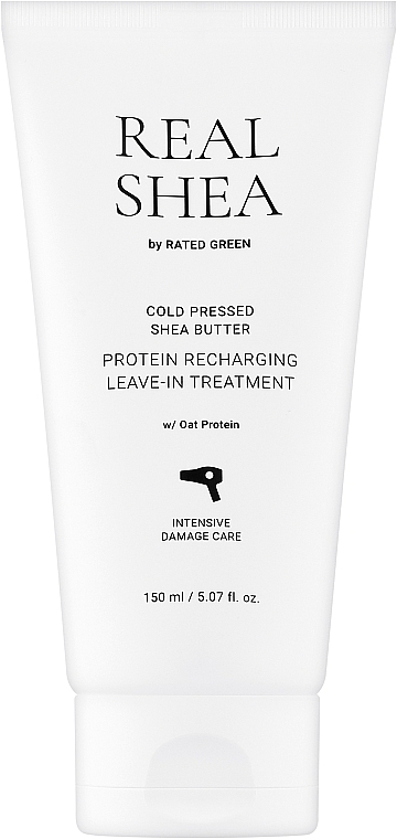 Відновлювальний крем для волосся з маслом ши холодного віджиму - Rated Green Real Shea Cold Pressed Shea Butter Protein Recharging Leave-in Treatment