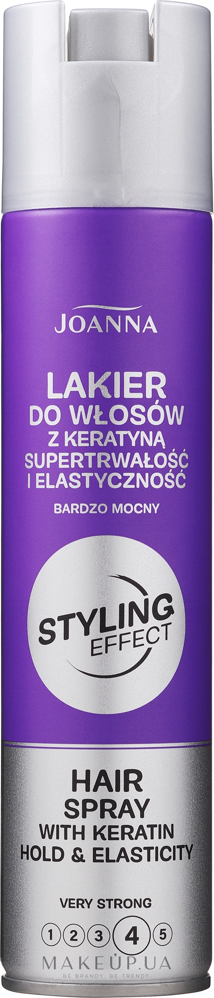 Лак сильной фиксации с кератином - Joanna Styling Effect Hold & Elasticity Hair Spray With Keratin Very Strong — фото 250ml