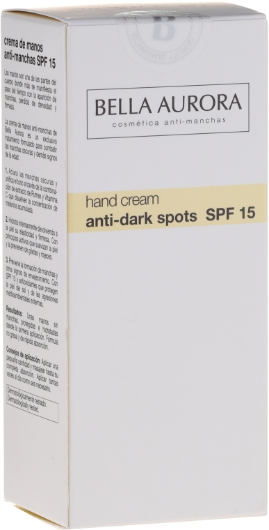 Антипигментный крем для рук - Bella Aurora M7 Anti Dark Spots Hand Cream SPF15 — фото N1