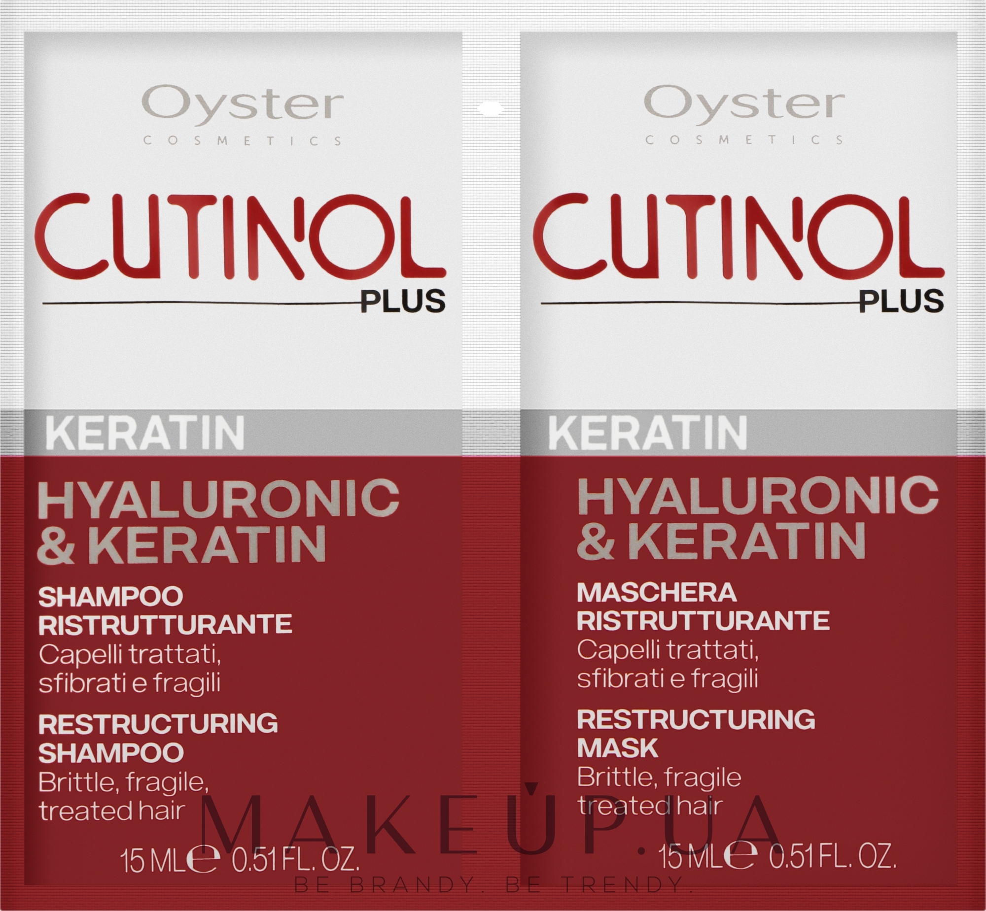 Набор пробников для волос - Oyster Cosmetics Cutinol Plus Keratin (oil/15ml + sh/15ml) — фото 2x15ml