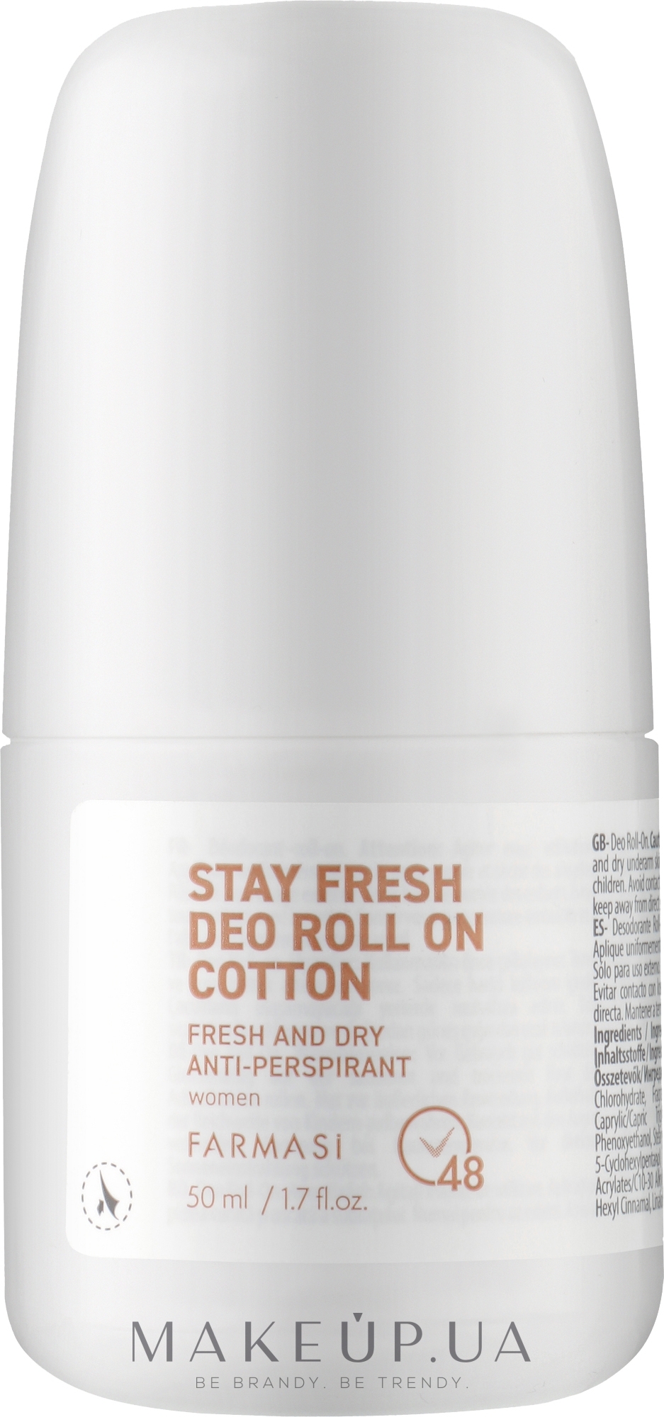 Роликовий дезодорант-антиперспірант для жінок - Farmasi Stay Fresh Deo Roll-on Cotton — фото 50ml
