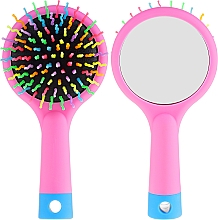 Парфумерія, косметика Щітка для волосся з дзеркальцем, рожева - Twish Handy Hair Brush with Mirror Rose Pink