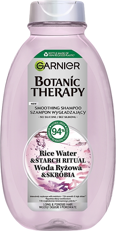 Шампунь для длинных и пористых волос - Garnier Botanic Therapy Rice Water Smoothing Shampoo — фото N1