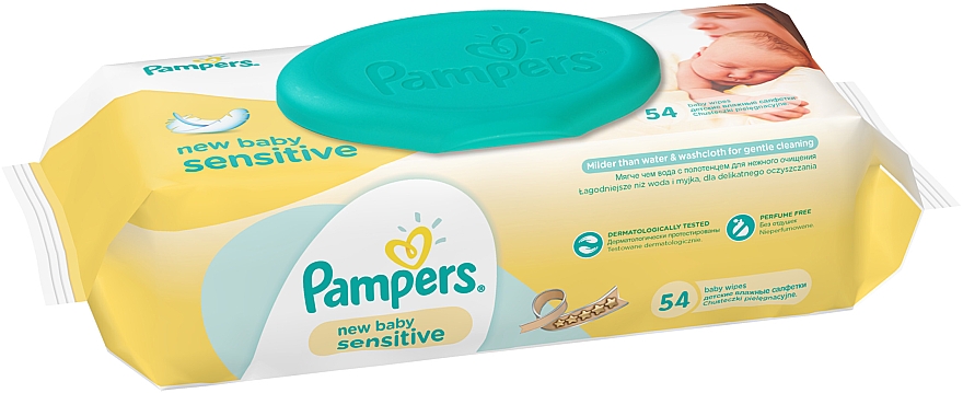 Серветки дитячі вологі New Baby Sensitive, 54 шт. - Pampers — фото N3