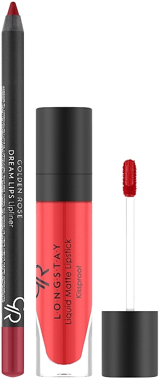 Набір для губ - Golden Rose Matte LipKit Scarlet Red (lipstick/5.5 ml + lipliner/1.6g)