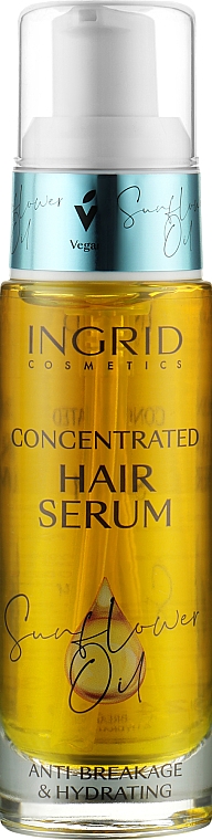 Сыворотка для сухих, ломких и выпадающих волос с маслом подсолнечника - Ingrid Cosmetics Vegan Hair Serum Sunflower Oil Anti-Breakage & Hydrating — фото N1