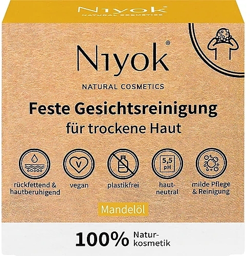 Твердий очищувальний засіб для обличчя з мигдальною олією - Niyok Almond Oil Solid Facial Cleanser — фото N1