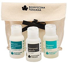 Духи, Парфюмерия, косметика Дорожный набор - Biofficina Toscana Hair Travel Set (clean/foam/50ml + shm/50ml + con/50ml + bag)