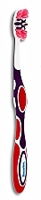 Парфумерія, косметика Зубна щітка, середньої жорсткості, фіолетова з червоним - Wellbee