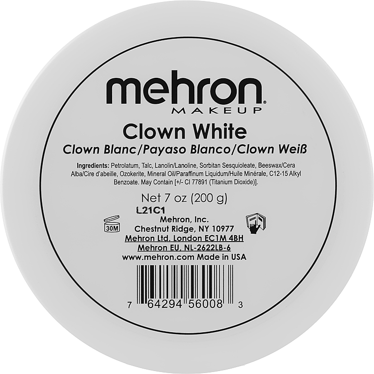 Грим для клоуна экстрабелый - Mehron Clown White — фото N3