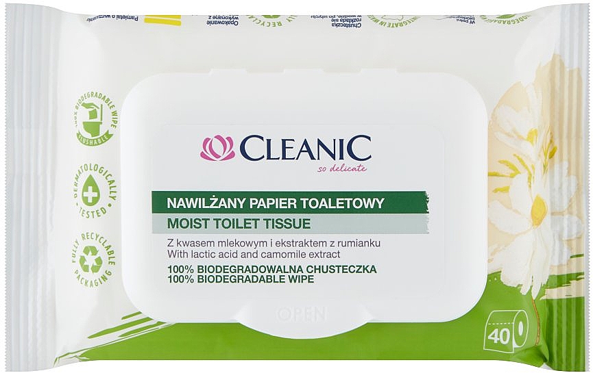 Влажная туалетная бумага с экстрактом ромашки - Cleanic Intimate Moist Toilet Tissue — фото N1