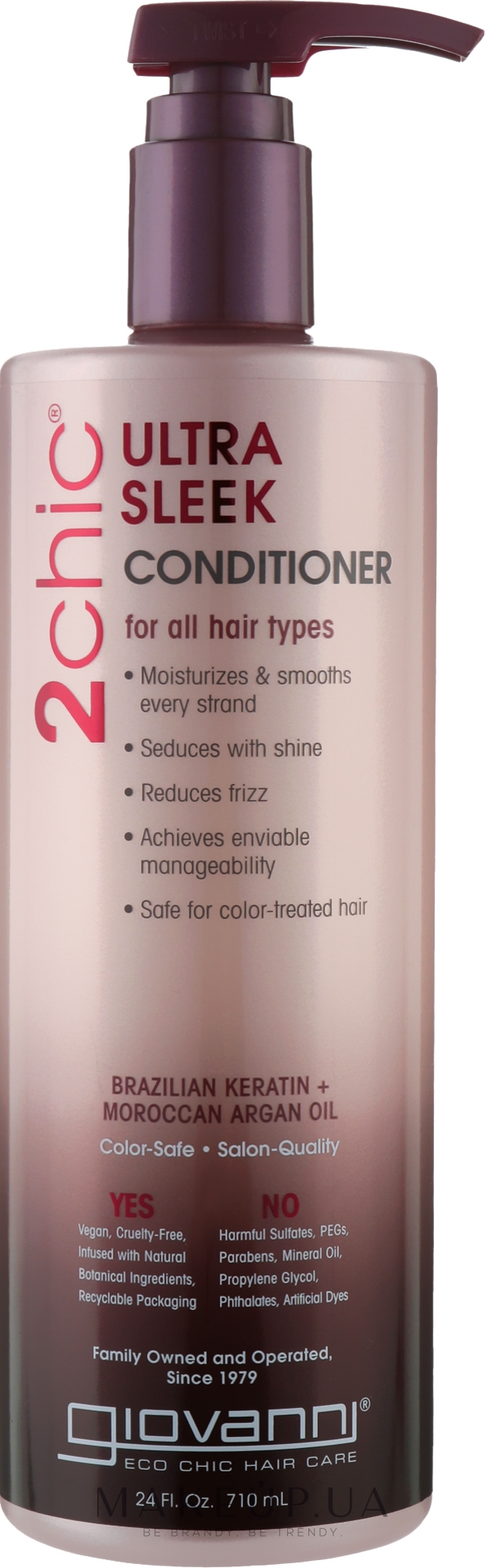 Кондиционер для волос - Giovanni 2chic Ultra-Sleek Conditioner Brazilian Keratin & Argan Oil — фото 710ml