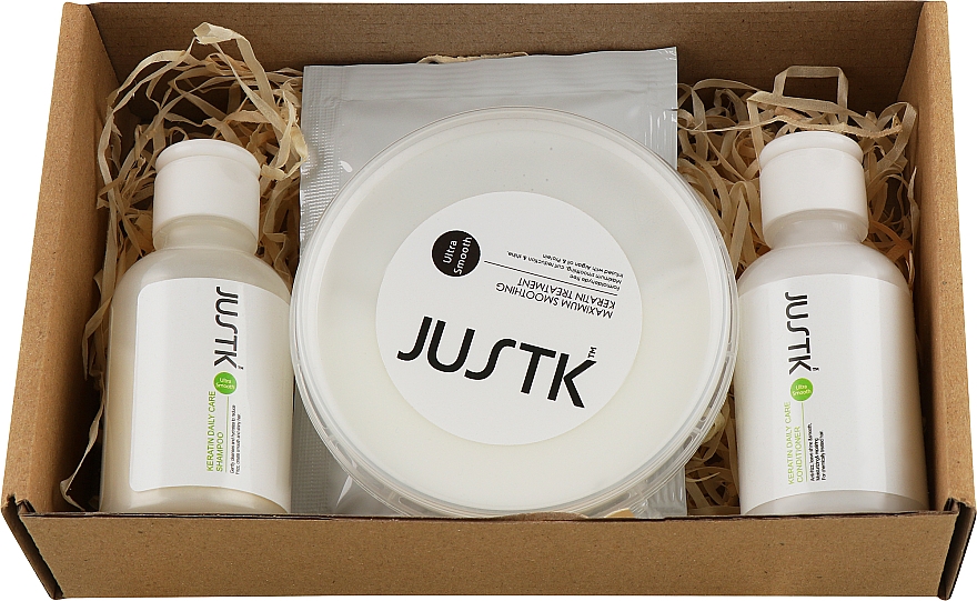 Набір для нанопластики волосся - JustK (shmp/50ml + cond/50ml + keratin/50ml + mask/30ml)