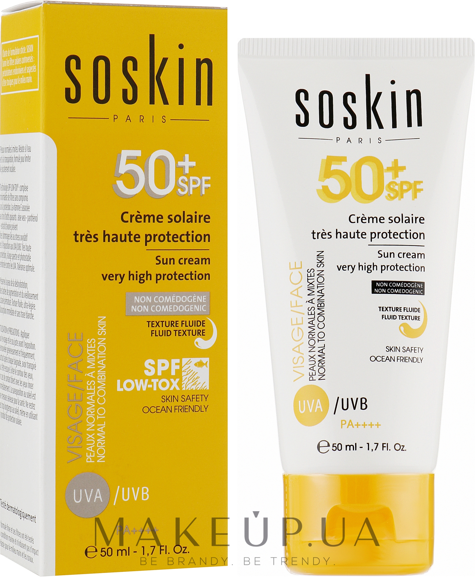 Солнцезащитный крем-флюид для лица SPF 50+ - Soskin Sun Cream Very High Protection SPF50+ — фото 50ml
