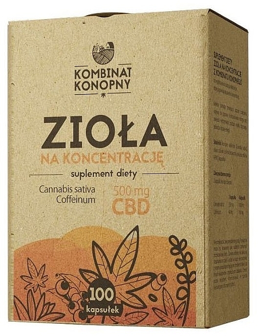 Харчова добавка "Трави для концентрації" - Kombinat Konopny CBD 500 mg — фото N1