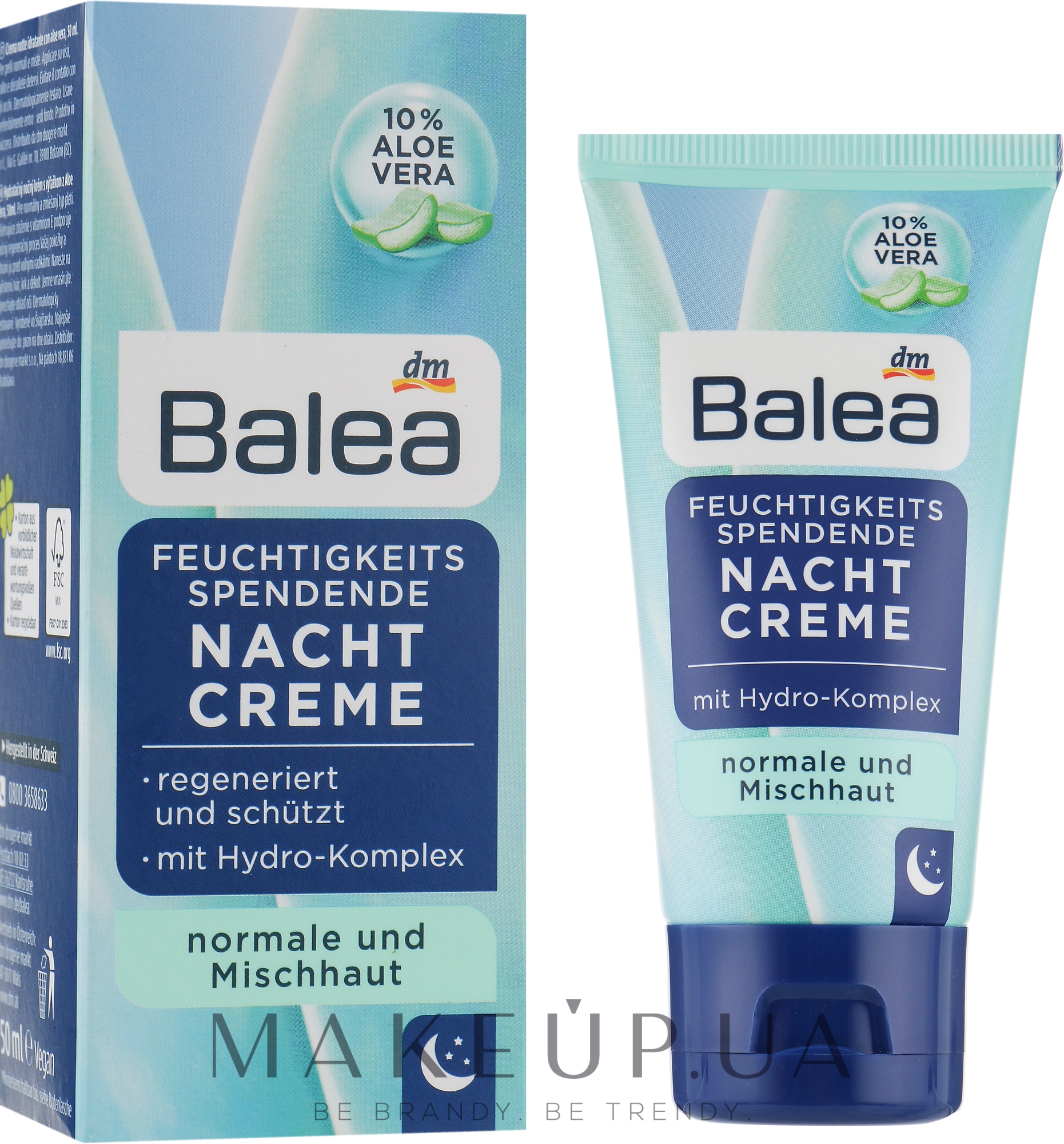 Ночной увлажняющий крем для лица - Balea Nachtcreme Feuchtigkeits Spendend — фото 50ml