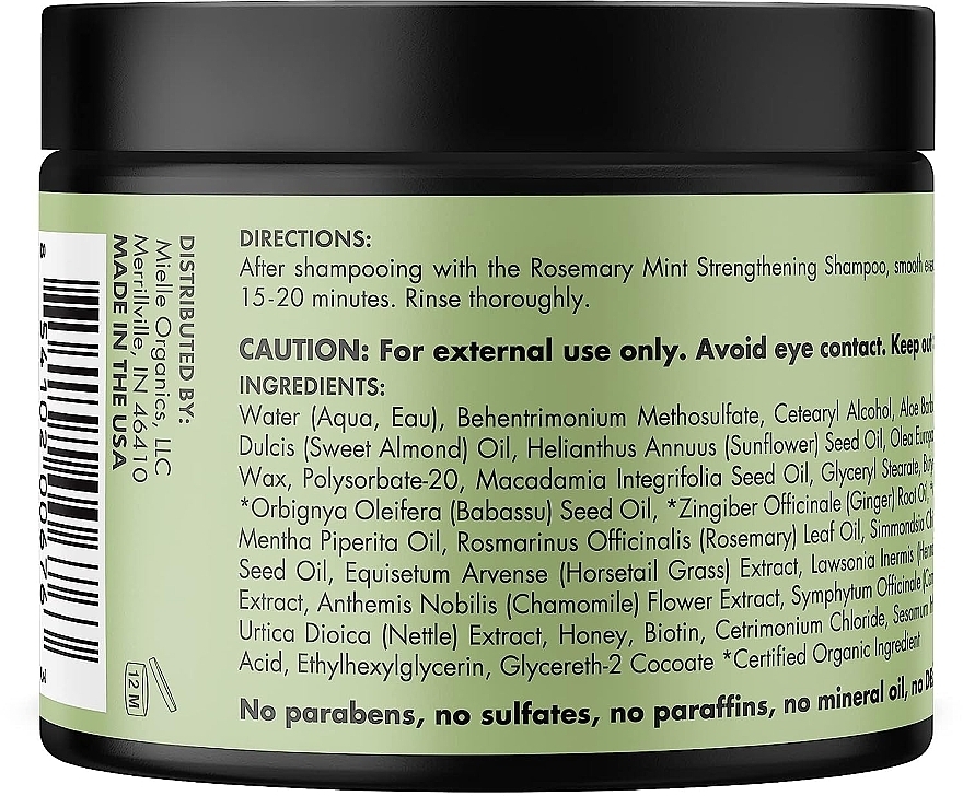 Укрепляющая маска для волос - Mielle Organics Rosemary Mint Strengthening Hair Mask — фото N2