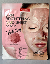 Парфумерія, косметика Грязьова освітлювальна маска з рожевою глиною "Pink Clay" - Purederm Brightening Mud Sheet Mask