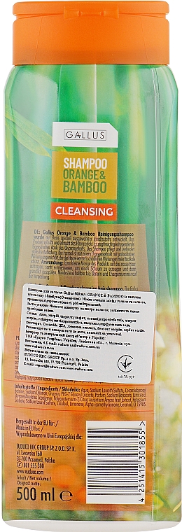 Шампунь для волос "Апельсин и бамбук" - Gallus Orange&Bamboo Shampoo — фото N2