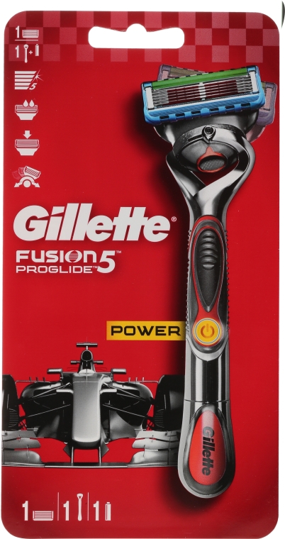 Бритва з 1 змінною касетою, червона - Gillette Fusion ProGlide Power — фото N1