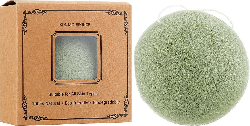 Спонж для умывания конжаковый крафт, зеленый чай - Cosmo Shop Konjac Sponge Craft Box — фото N2
