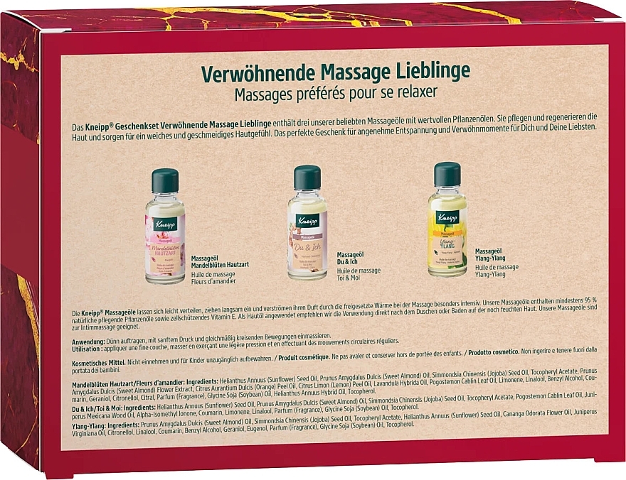 Набор - Kneipp Massage Oil Gift Set (massage/oil/3x20ml) — фото N2