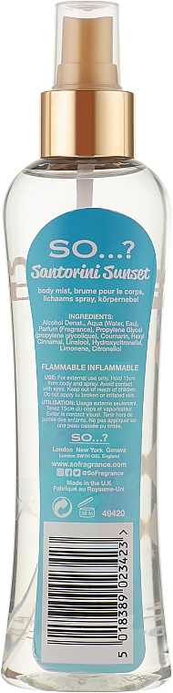 Спрей для тіла - So...? Santorini Sunset Body Mist — фото N4