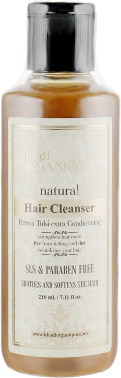 Натуральний безсульфатний шампунь-кондиціонер "Хна і туласі" - Khadi Organique Henna Tulsi Extra Conditining Hair Cleanser SLS & Paraben Free